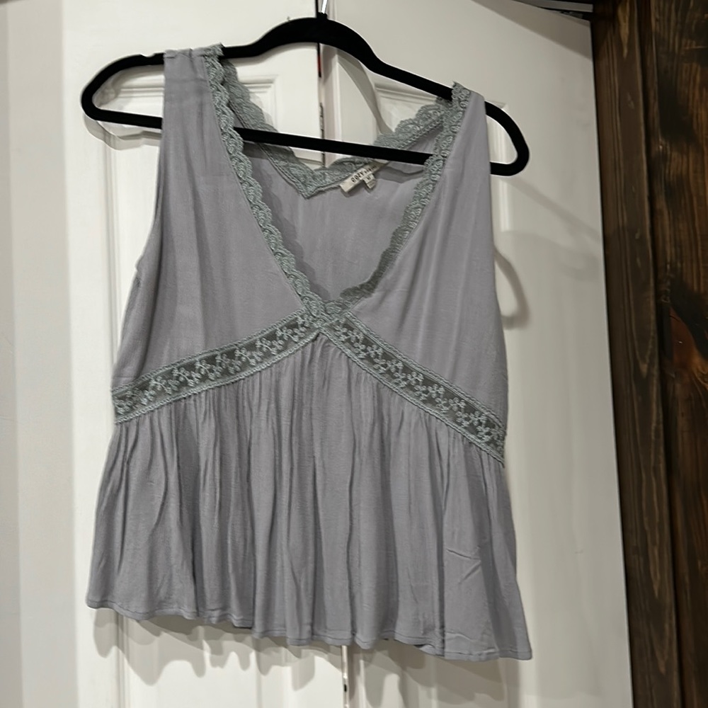 Gray, flowy tank - purchased at a boutique